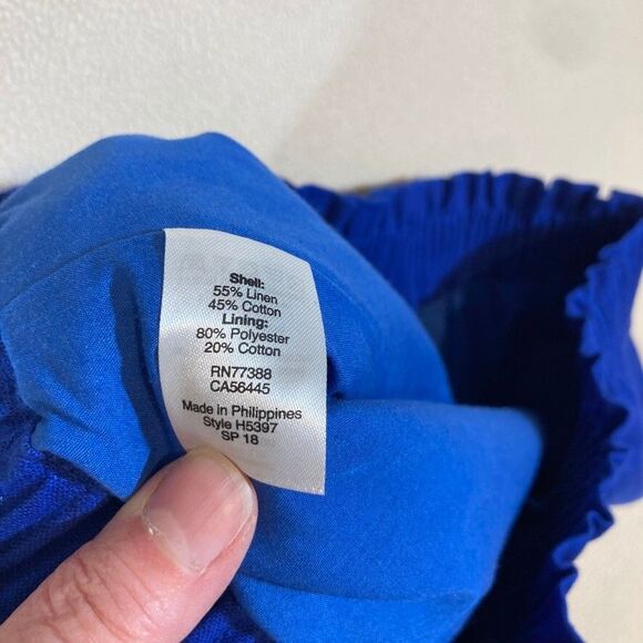 J Crew Skirt Sz 8 Cobalt Blue Linen Elastic Waist Pockets Lined Resort Wear - Picture 8 of 9